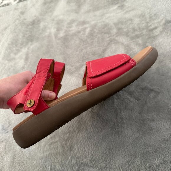 Vionic Awaken RX Red Leather Adjustable Shoes Sandals Women's size 11 - Picture 3 of 5